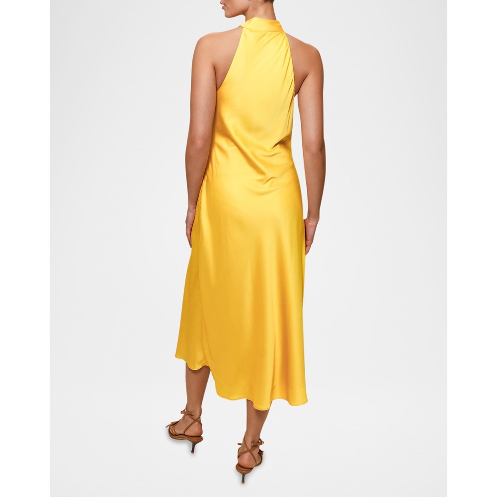 New! Hutch Mari Halter Midi Dress Yellow Daffodil Satin Sz Small‎ - Picture 6 of 9